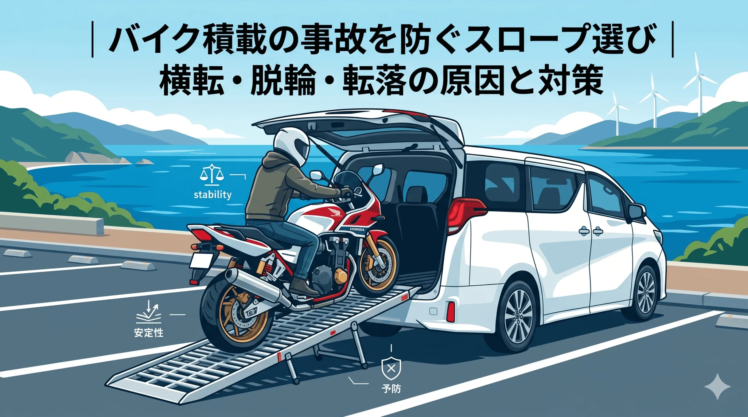 バイク積載の事故を防ぐスロープ選び｜横転・脱輪・転落の原因と対策_ケアシス