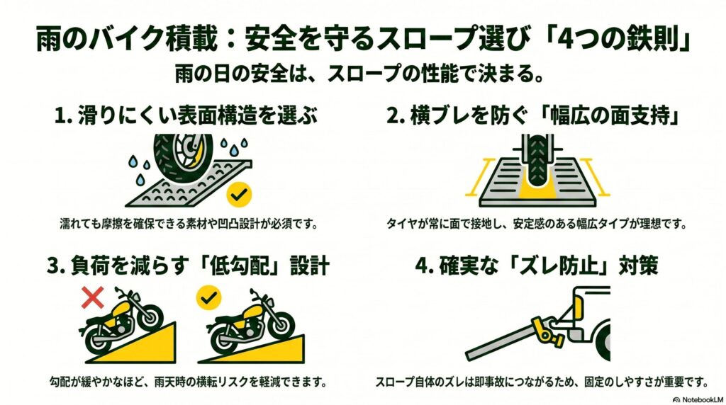 雨の日のバイク積載 4つの鉄則