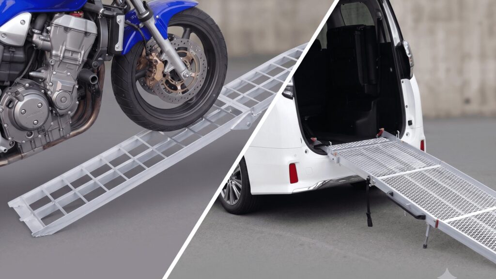 バイク積載用ラダーとスロープを比較。ラダーレールよりもスロープの方が安全な理由